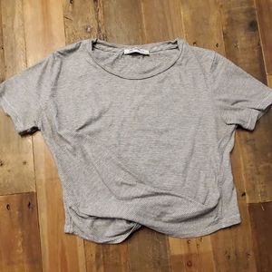 Zara Gray Striped Crop